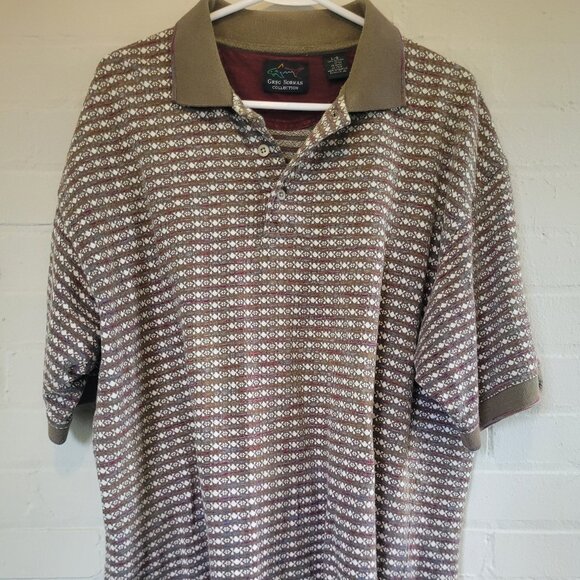 Vintage Greg Norman Geometric Golf Polo Shirt Men's Large - Picture 1 of 4